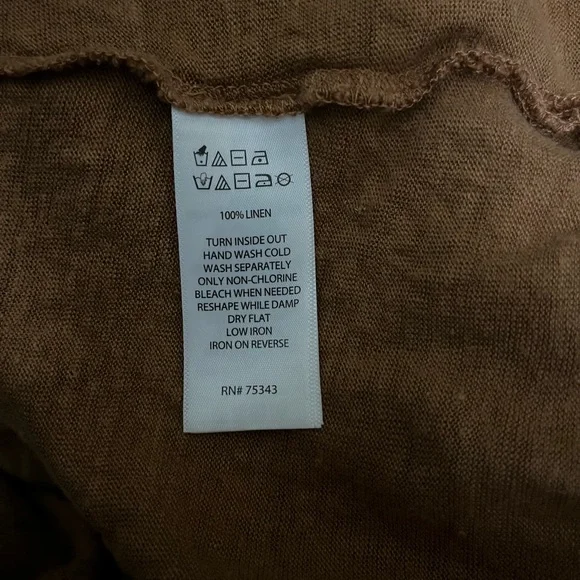 Tahari Tan V-Neck Linen T-Shirt size Small - Picture 8 of 8